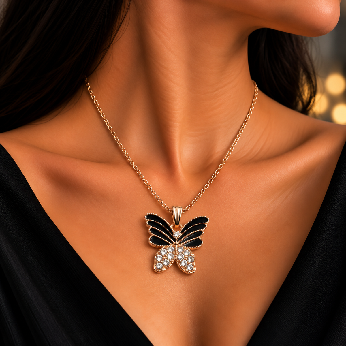 Elegant Butterfly Chain Pendant for Women | Rose Gold Butterfly Pendant