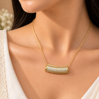 Elegant Gold Bar Crystal Chain Pendant for Women | Stylish Minimal Pendant