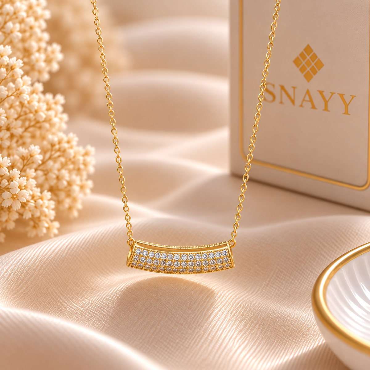 Elegant Gold Bar Crystal Chain Pendant for Women | Stylish Minimal Pendant