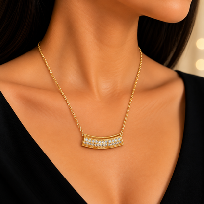 Elegant Gold Bar Crystal Chain Pendant for Women | Stylish Minimal Pendant