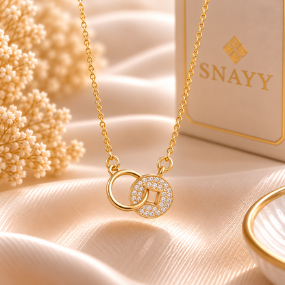 Elegant Double Circle Crystal Chain Pendant for Women | Gold Pendant