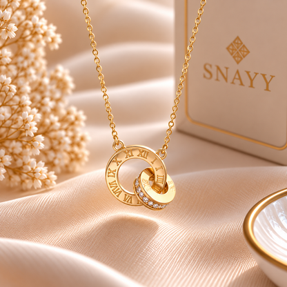 Elegant Roman Number Double Circle Chain Pendant | Gold Pendant