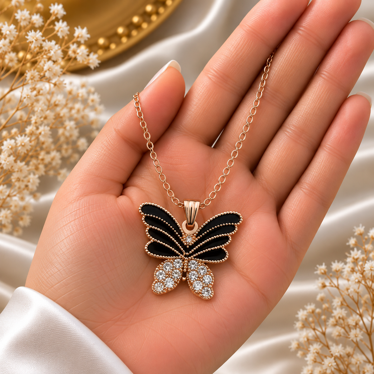 Elegant Butterfly Chain Pendant for Women | Rose Gold Butterfly Pendant