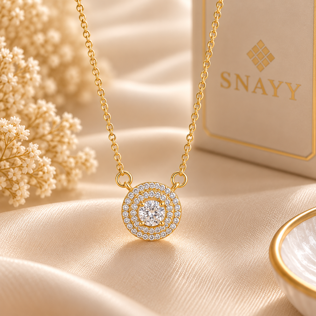 Elegant Gold Chain Pendant for Women | Round Crystal Pendant