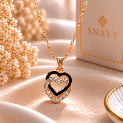 Elegant Black Heart Crystal Chain Pendant for Girls & Women