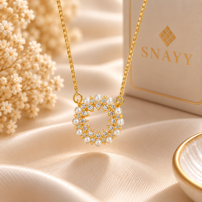 Elegant Pearl Circle Chain Pendant for Women | Gold Finish Pendant