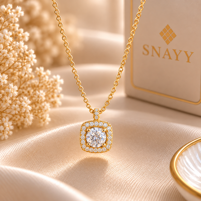 Elegant Gold Chain Pendant for Women | Square CZ Pendant