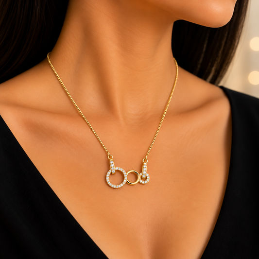 Elegant Gold Heart Chain Pendant for Women | Dainty Crystal Design