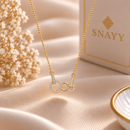 Elegant Gold Heart Chain Pendant for Women | Dainty Crystal Design