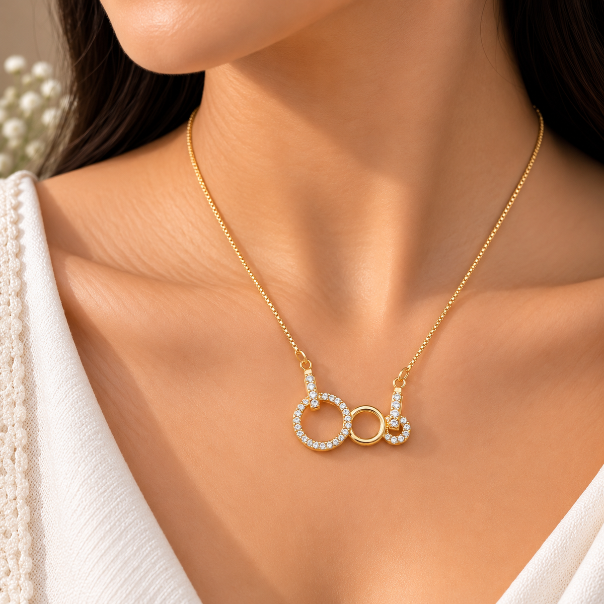 Elegant Gold Heart Chain Pendant for Women | Dainty Crystal Design