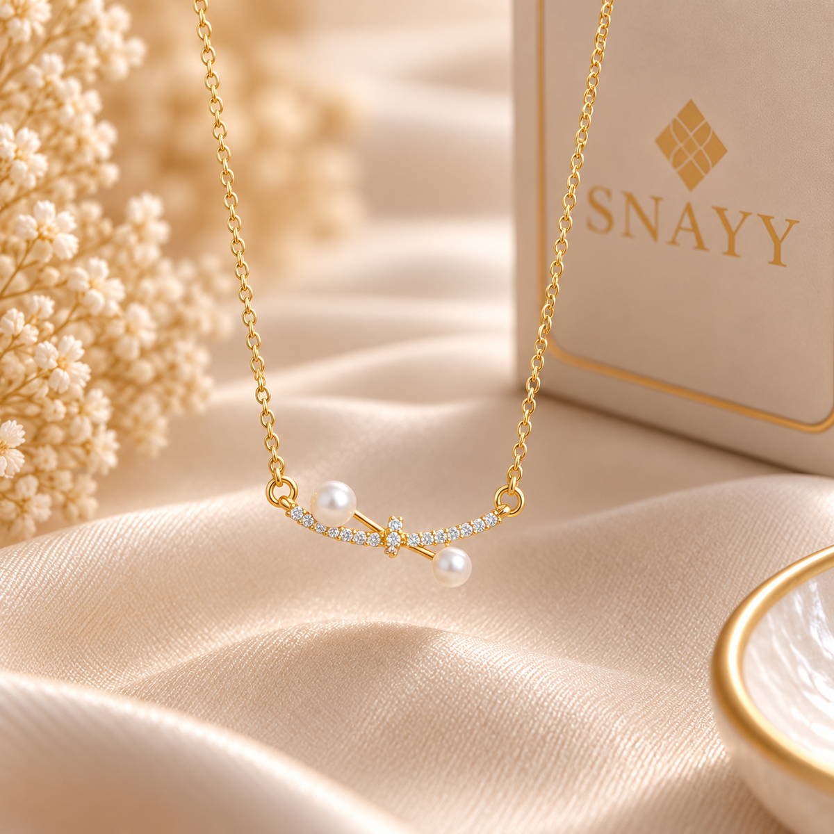Elegant Pearl Chain Pendant for Women | Gold Tone Chain with Pearl & Crystal Pendant