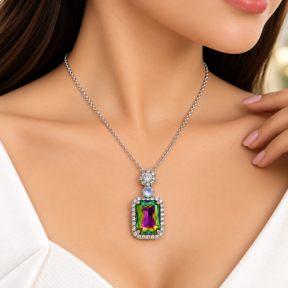 Multicolor Crystal Chain Pendant for Women | Elegant Pendant