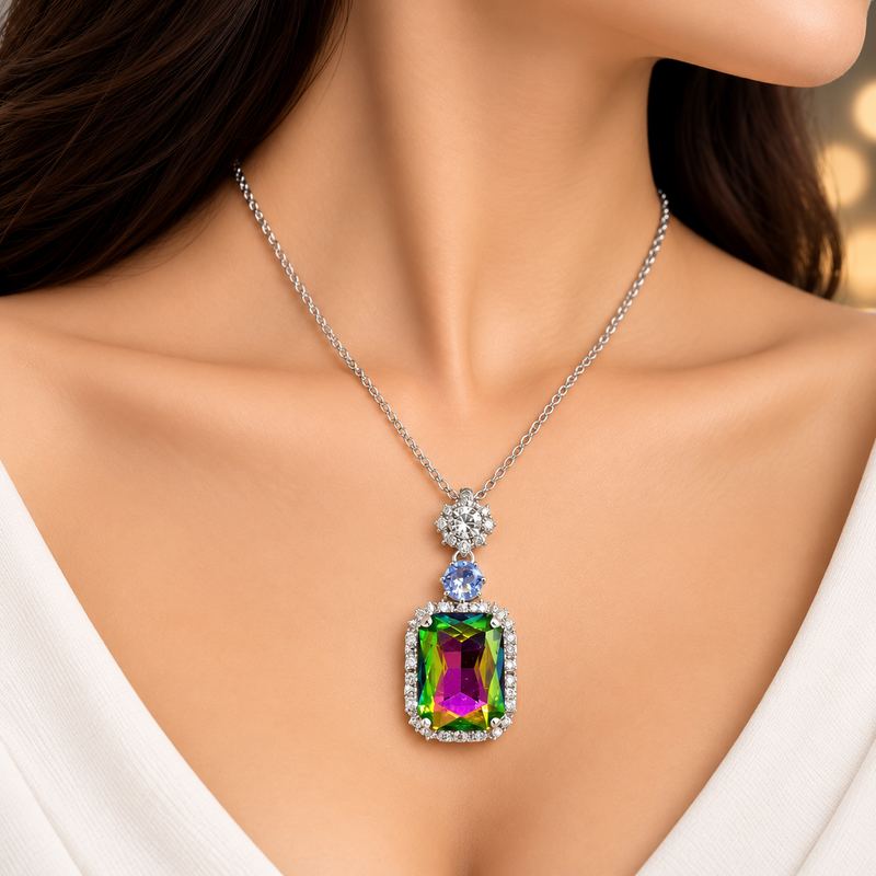 Multicolor Crystal Chain Pendant for Women | Elegant Pendant