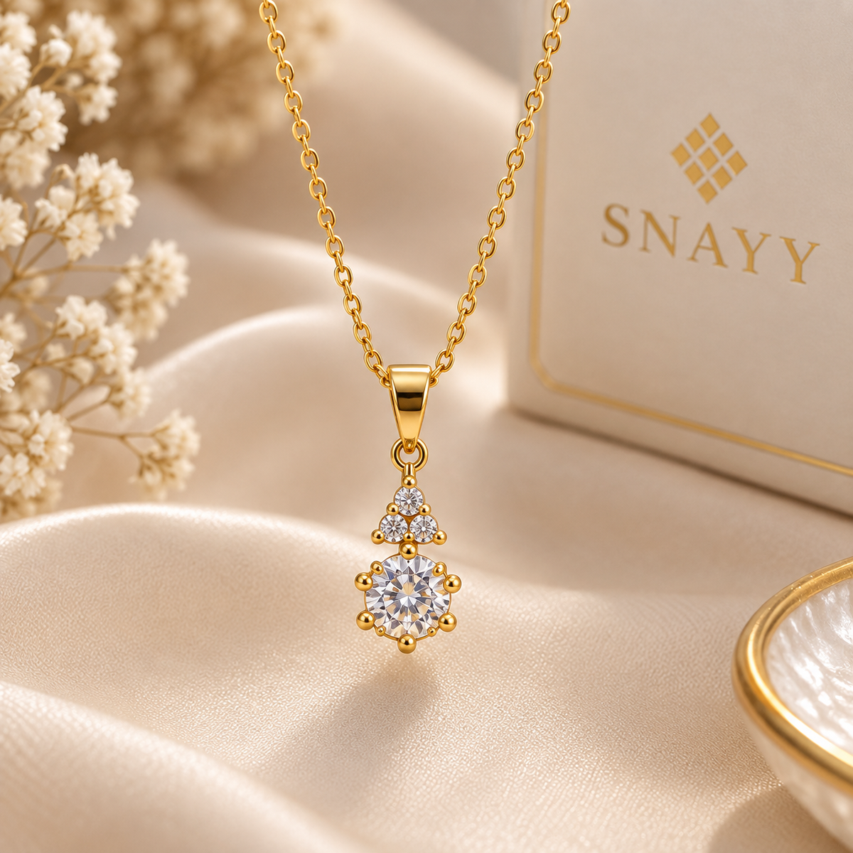 Elegant Gold CZ Pendant Necklace for Women | Dainty Sparkling Chain Necklace