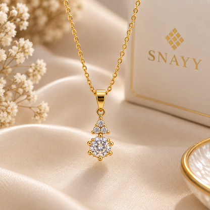 Elegant Gold CZ Pendant Necklace for Women | Dainty Sparkling Chain Necklace