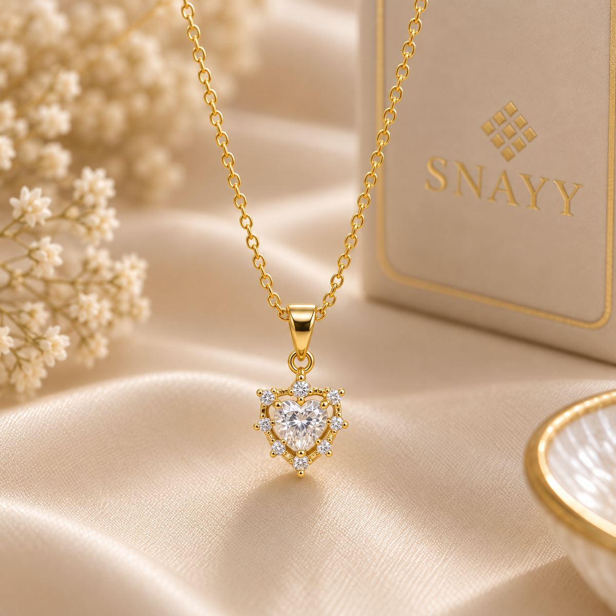 Elegant Heart Chain Pendant for Women | Gold Finish CZ Heart Pendant