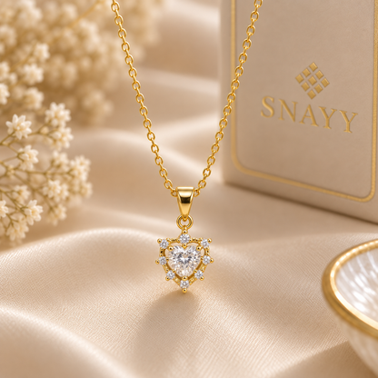 Elegant Heart Chain Pendant for Women | Gold Finish CZ Heart Pendant