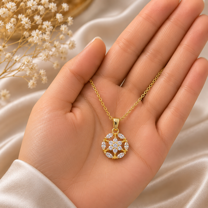 Elegant Gold Chain Pendant for Women | Floral Crystal Pendant