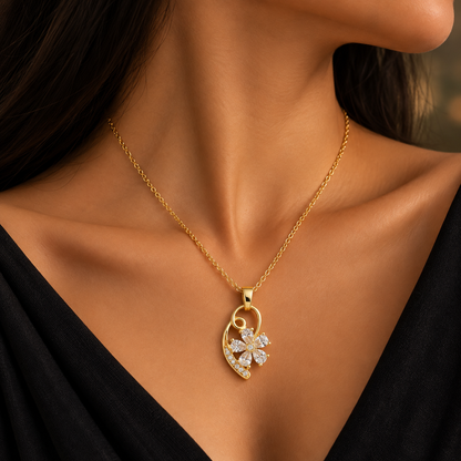 Elegant Gold Chain Pendant for Women | Floral Design Pendant