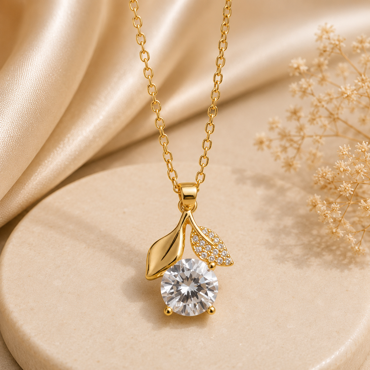 Gold Leaf Pendant Necklace for Women