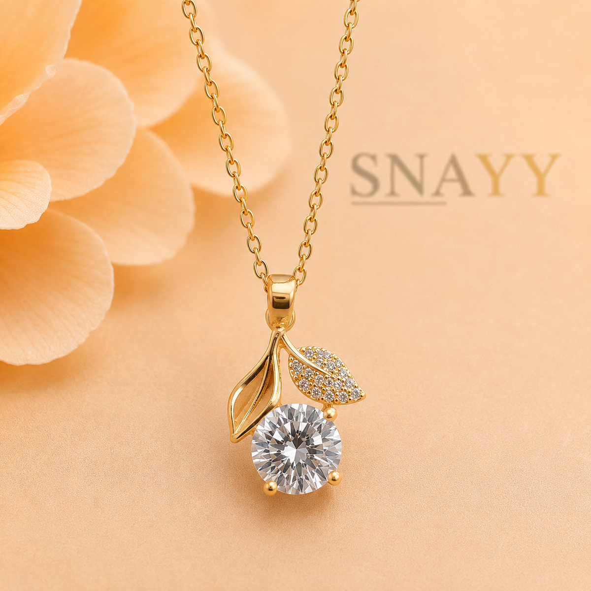 Gold Leaf Pendant Necklace for Women
