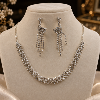 Diamond Look Necklace & Earrings Set – Elegant CZ Jewellery Set