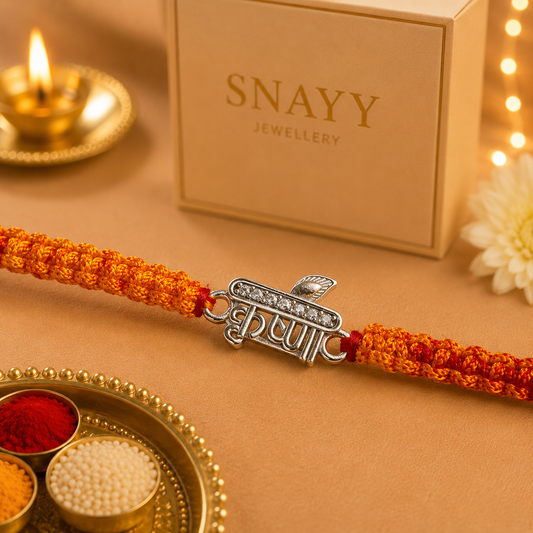 Premium Silver Krishna Rakhi with CZ Stones