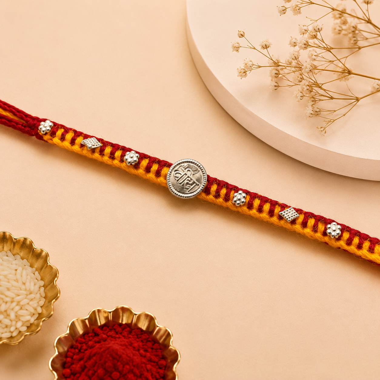 Veera Designer Rakhi with Silver Finish | Premium Brother Rakhi