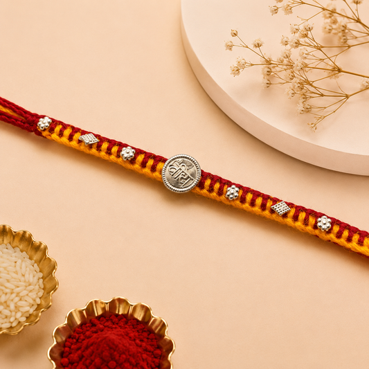 Veera Designer Rakhi with Silver Finish | Premium Brother Rakhi