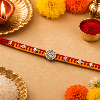 Veera Designer Rakhi with Silver Finish | Premium Brother Rakhi