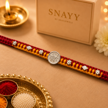 Veera Designer Rakhi with Silver Finish | Premium Brother Rakhi