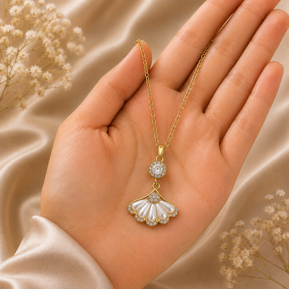Elegant Pearl Shell Pendant Necklace