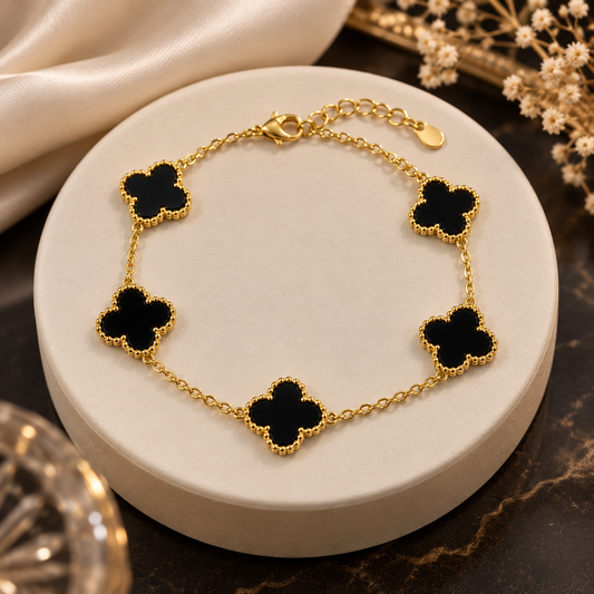 Black Clover Bracelet for Women | Elegant Gold Chain Bracelet