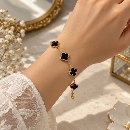 Black Clover Bracelet for Women | Elegant Gold Chain Bracelet