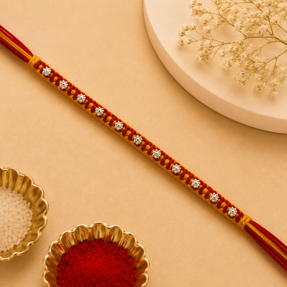 Premium Silver Beaded Rakhi | Handcrafted Traditional Rakhi for Brother