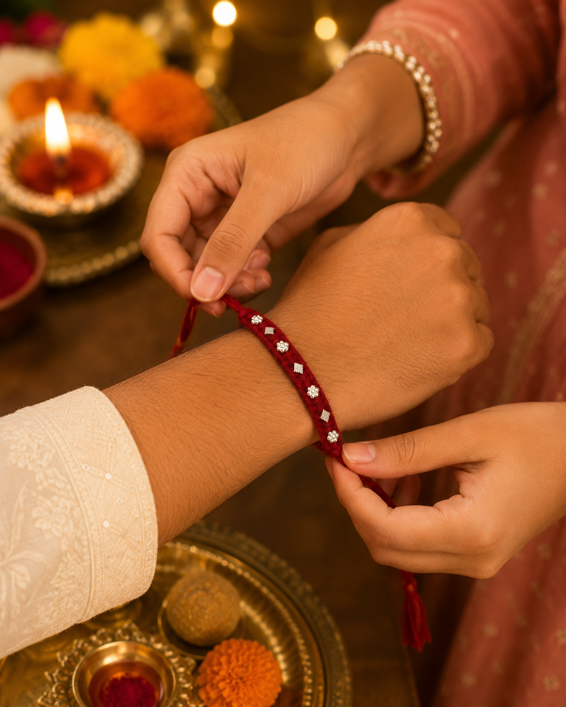 Premium Maroon Designer Rakhi | Handcrafted Beaded Rakhi for Brother