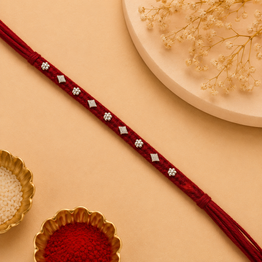 Premium Maroon Designer Rakhi | Handcrafted Beaded Rakhi for Brother