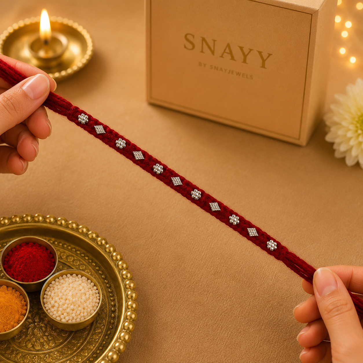 Premium Maroon Designer Rakhi | Handcrafted Beaded Rakhi for Brother