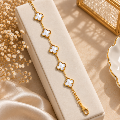 Golden Clover Bracelet for Women | Elegant 4-Leaf Clover Chain Bracelet