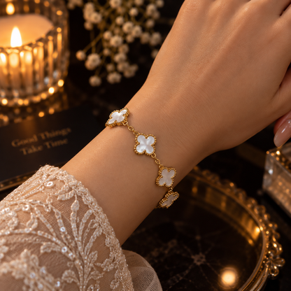 Golden Clover Bracelet for Women | Elegant 4-Leaf Clover Chain Bracelet