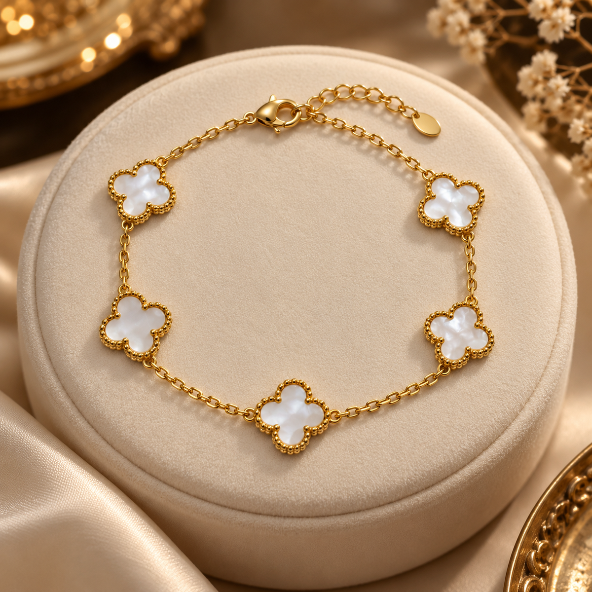 Golden Clover Bracelet for Women | Elegant 4-Leaf Clover Chain Bracelet