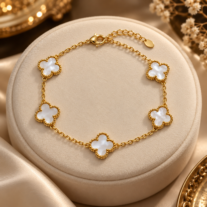 Golden Clover Bracelet for Women | Elegant 4-Leaf Clover Chain Bracelet