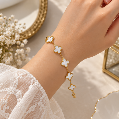 Golden Clover Bracelet for Women | Elegant 4-Leaf Clover Chain Bracelet
