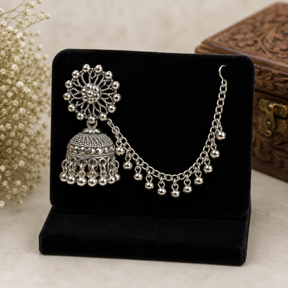 Antique Silver Floral Jhumka Earrings for Women | Traditional Jewellery