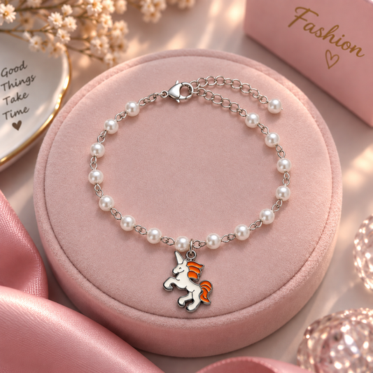 Pearl Unicorn Charm Bracelet for Girls & Women | Cute Fashion Bracelet