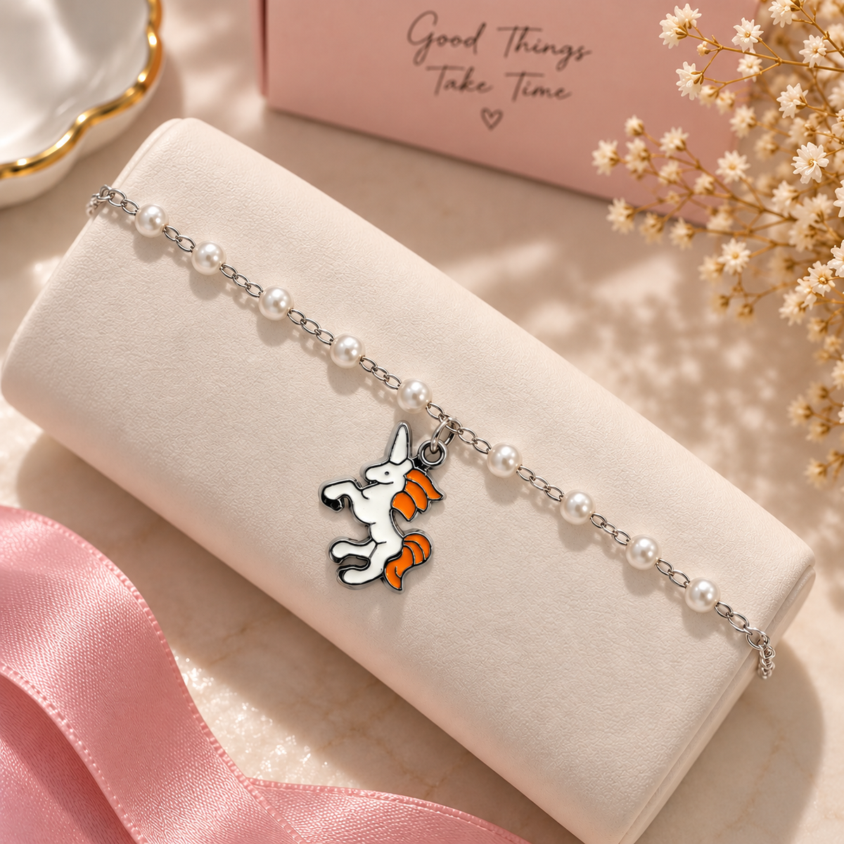 Pearl Unicorn Charm Bracelet for Girls & Women | Cute Fashion Bracelet
