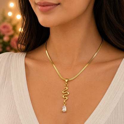 Gold Snake Pendant Chain Necklace for Women