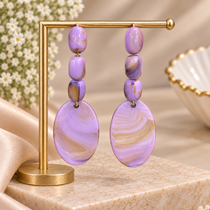 Lavender Pearl Beaded Drop Earrings for Women | Elegant Handmade Style Earrings