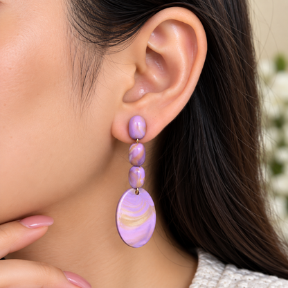 Lavender Pearl Beaded Drop Earrings for Women | Elegant Handmade Style Earrings