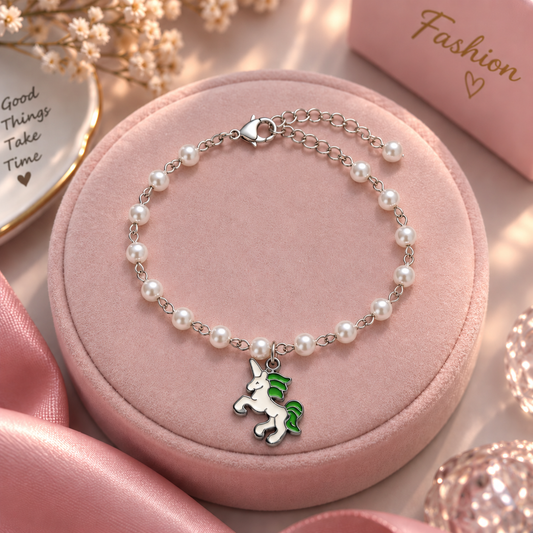 Pearl Unicorn Charm Bracelet for Girls & Women | Cute Fashion Bracelet